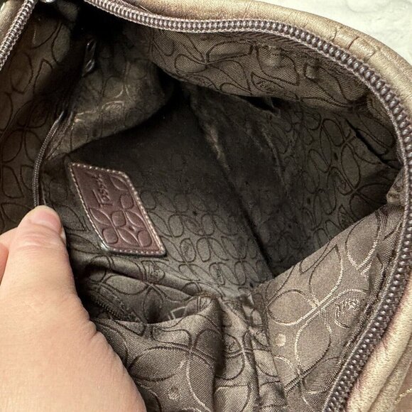 Fossil Vintage Brown Crossbody Shoulder Bag Purse Leather 11x10” - Picture 11 of 13